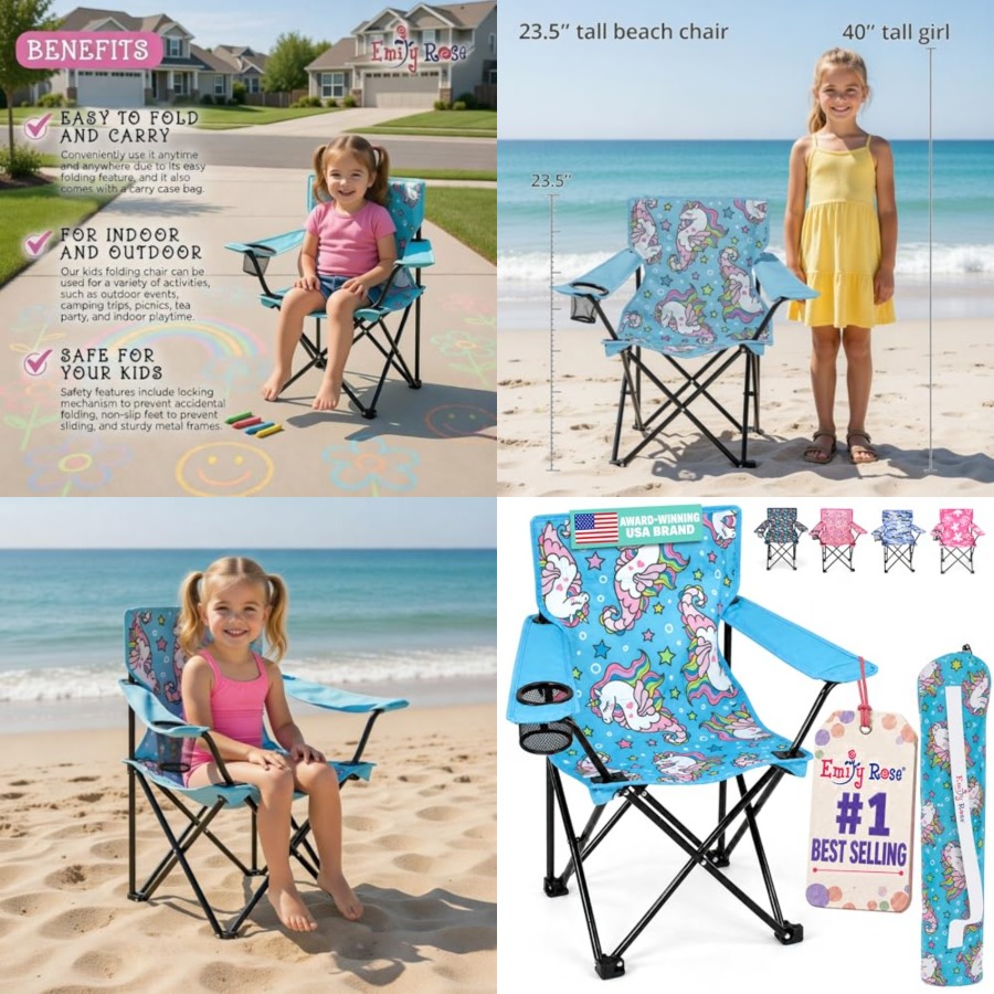 Outdoor Adventure For Toddlers - Sea Unicorns Kids Folding Camp Chair