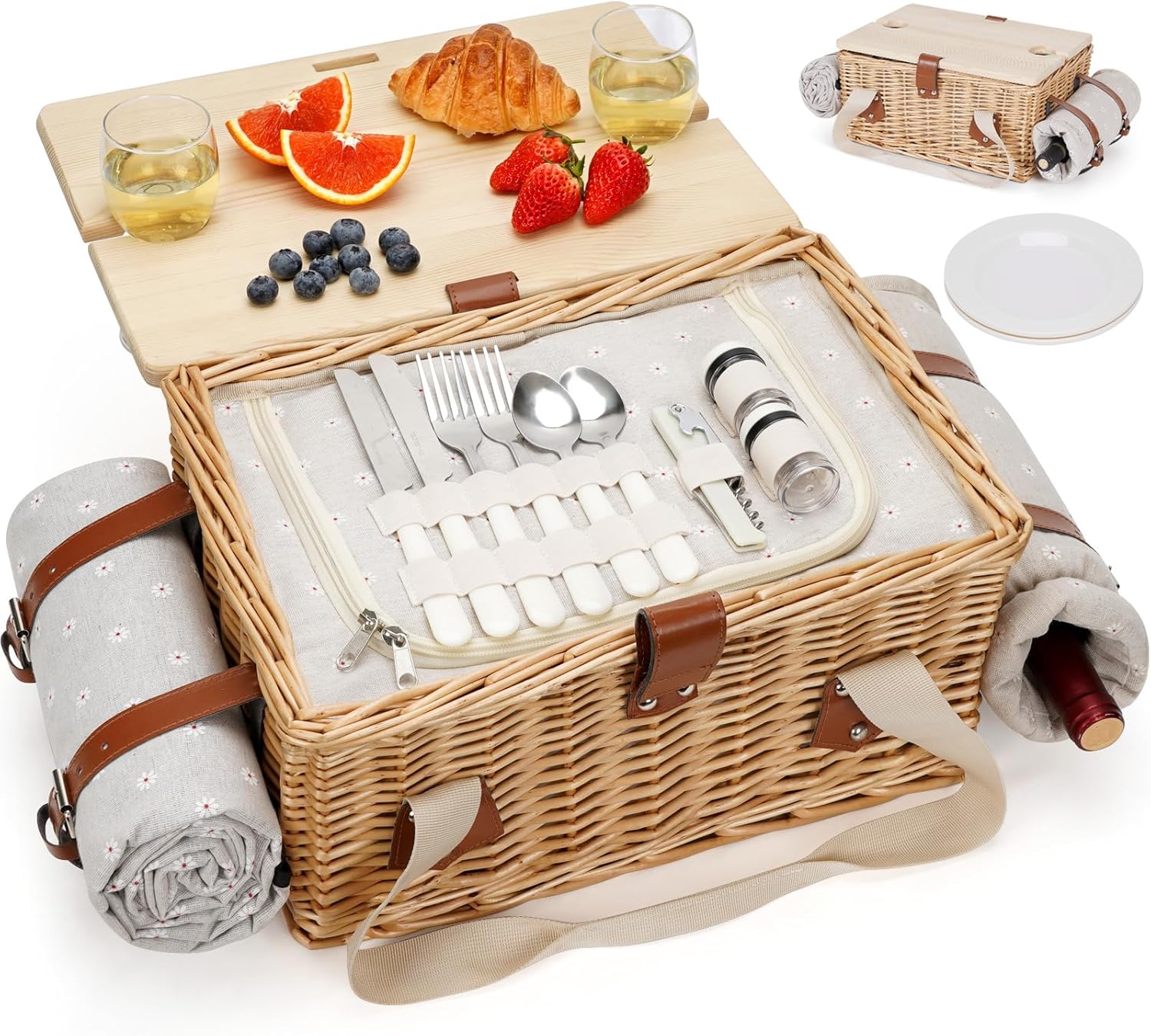 Outdoor Adventure Images - Wicker Picnic Basket for 2 with