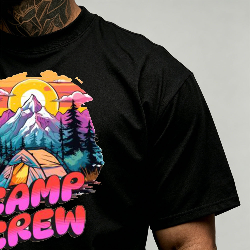 Camp Crew Mountain Tent Sunset - Outdoor Adventure Quotes Short incelemesi ve fiyatı