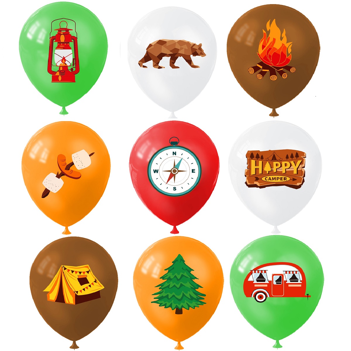 9pcs Happy Camping Balloon, Ou - Outdoor Adventure Girls incelemesi ve fiyatı
