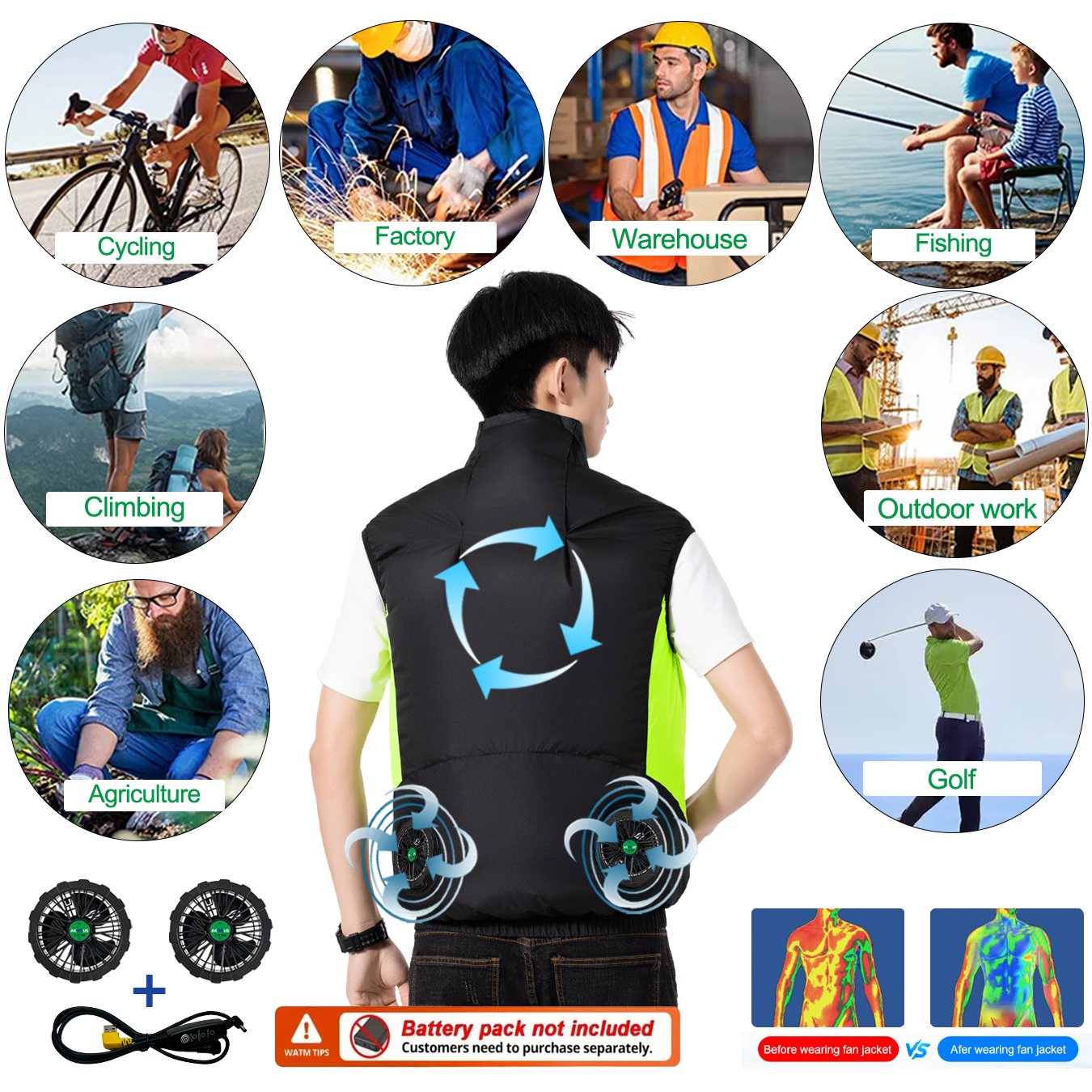 12V 5V USB Cooling Fan Vest Me - Outdoor Adventure Clothing incelemesi ve fiyatı