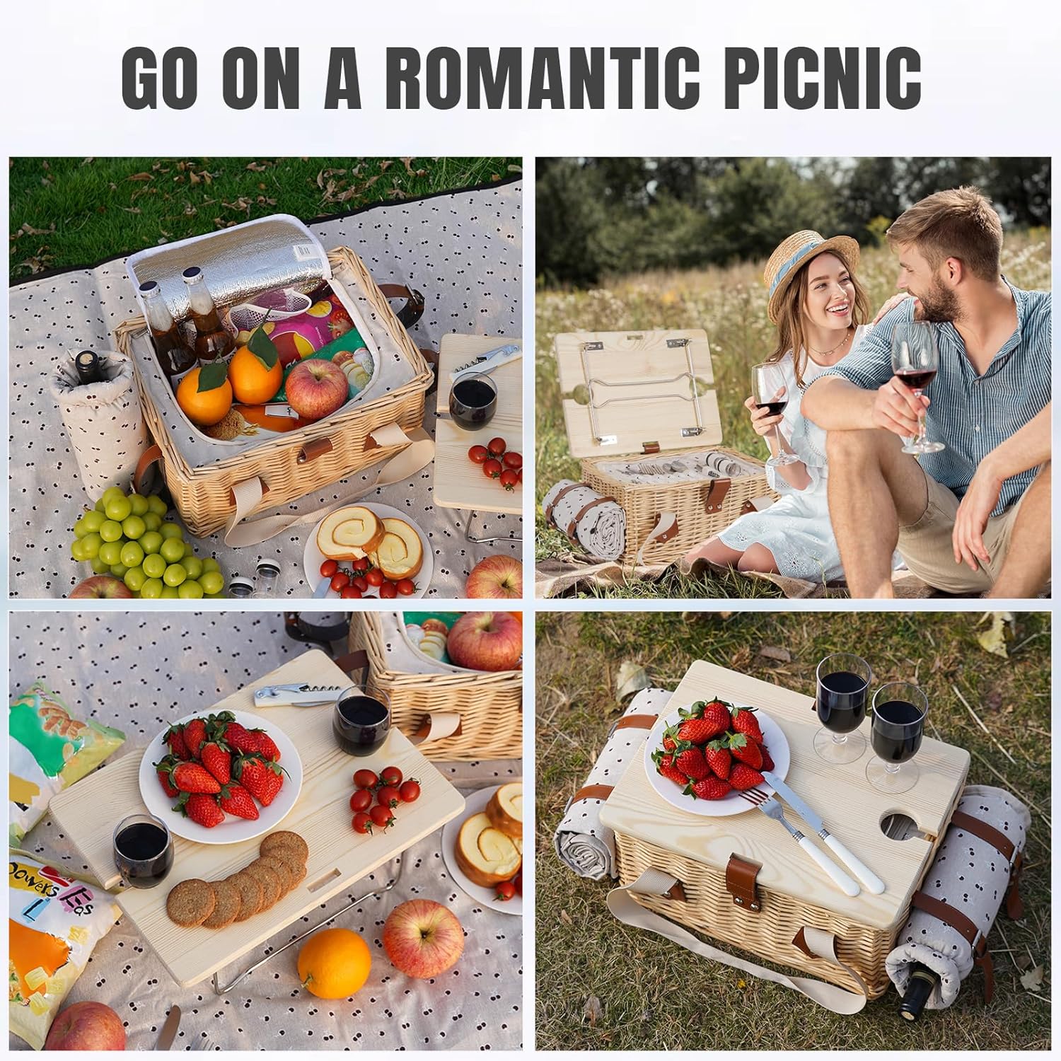 Wicker Picnic Basket for 2 wit - Outdoor Adventure Images incelemesi ve fiyatı