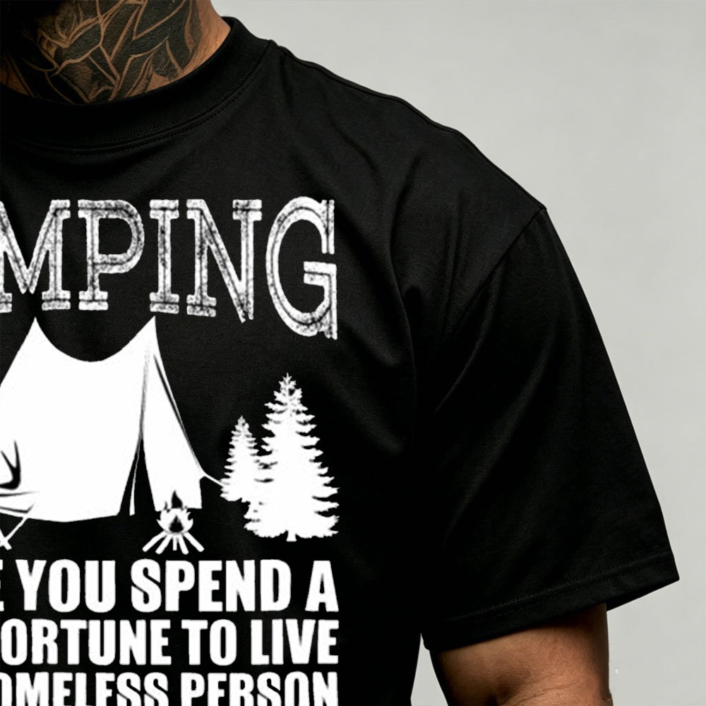 Camping Tent Pine Tree Graphic - Outdoor Adventure Quotes Short incelemesi ve fiyatı