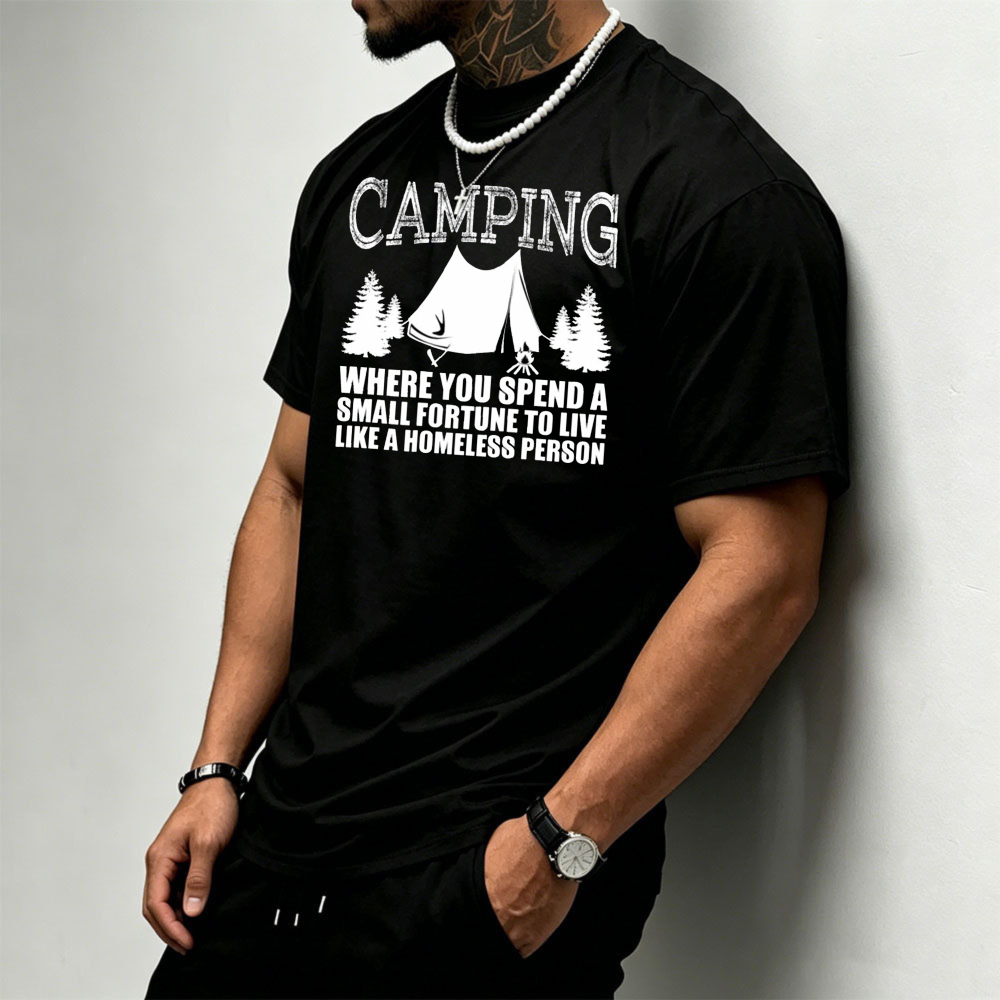 Camping Tent Pine Tree Graphic - Outdoor Adventure Quotes Short incelemesi ve fiyatı